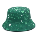 Sombrero de pescador Panamá verde con estampado de tréboles y hojas de trébol - M / Trébol completo verde oscuro