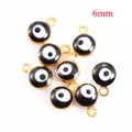 Golden 6mm evil eye charm with black and white enamel drip for DIY jewelry making - 6mm / Black
