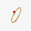 Minimalist gold stainless steel ring with a round red gemstone birthstone inlay - US 6 / January Red (Garnet Color)
