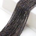 Strands of 2mm black faceted glass beads with iridescent shimmer for DIY jewelry making - Black AB