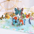 3D butterfly pop-up birthday card with colorful floral paper carvings and artistic design - S643 3D Butterfly Card (with Envelope)