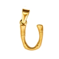 18K gold plated titanium steel U-shaped letter pendant with bamboo texture detail - Letter U