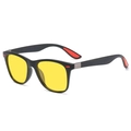Classic black sunglasses with yellow tactical lenses and red temple lining details - Black Frame Red Detail Yellow Lens