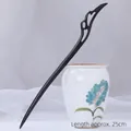 Minimalist black ebony wood hair pin with carved cloud motif and 25cm length - Flying Feather - 25cm
