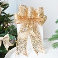 Champagne gold sequin multi-layered bow ornament for Christmas tree festive decoration - Champagne