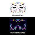 UV reactive butterfly and floral face tattoo stickers in day and night fluorescent mode - FA-008