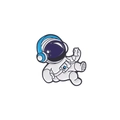 Cartoon astronaut enamel pin with blue headphones and music theme on metal brooch - Astronaut Style (xz5441)