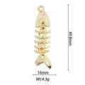 Detailed view of flexible gold fishbone pendant with size 49.8mm and weight 4.3g specs - Fishbone