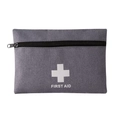 Portable first aid kit in dark grey polyester with a white cross and carry handle - Large Flat Style / Gray