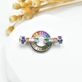 Rainbow cubic zirconia jewelry clasp connector with silver base for DIY necklaces - 15mm / White Gold