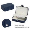 Dark blue PU leather jewelry box for rings and earrings featuring a metal buckle and soft lining - Medium (16x11x5cm) / Dark Blue
