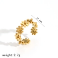 Golden titanium steel open ring with 18k gold plated daisy flower petals design - Gold Daisy Open Ring (TR6707)