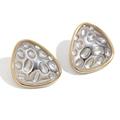 Pendientes triangulares irregulares en oro de 18K con acabado martillado bicolor - Bicolor (Oro y Plata)