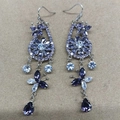 Boucles d'oreilles fleurs et papillons en argent avec pendentifs en zircon violet - Style Crochet d'Oreille Fleur Violet / Argenté