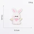 Cute embroidered bunny patch with wings and pink heart including product dimensions - Self-Adhesive Plush Rabbit 8# (Pink Heart)