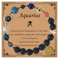 Aquarius natural stone beaded bracelet with blue sand stone on a themed gift card - Aquarius