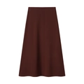 Vue détaillée d'une jupe marron en coupe A avec un drapé fluide et un style élégant - S / Jupe / Rouge Brun