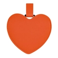 Irregular heart-shaped portable makeup mirror in orange PU leather with fine stitching - Orange