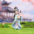 Chinese court style figurine in blue attire holding a lute for desk decoration - Wang Zhaojun Figurine Medium