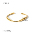 Minimalist irregular fluid golden cuff bangle with 6mm thickness and 20.2g weight - Irregular Wave Style (HF-B5122) / Gold