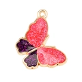 Ciondolo farfalla glitter rosa e viola con cornice dorata per creazione di gioielli - Rosa Viola