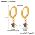 Gold stainless steel hoop earrings with blue glass star pendants and 18K plating - Gold Plated Blue Zirconia