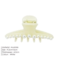 Elegant white acetate hair claw clip with pearl accents in 9.5cm size for women - Off White