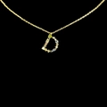 Macro del ciondolo a lettera D in oro 18k con zirconi colorati e catena sottile - Lettera D [Oro]