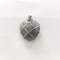 Grey heart pendant wrapped in silver wire with natural spotted stone finish - Labradorite