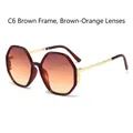 Lunettes de soleil oversize polygonales C6 avec monture thé et verres dégradés - Monture Thé Verres Thé Orange