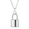 Collier minimaliste avec pendentif cadenas argenté poli et chaîne à mailles élégante - Argent - Style Cadenas Poli Miroir Chaîne Fine (7191)