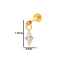 Titanium piercing jewelry with teardrop cubic zirconia pendant in gold finish - Multi-Stone Drop Style (T2502-5# Golden Color)