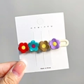 Fermaglio per capelli con quattro fiori colorati in resina e base bianca minimale - 3# Base Bianca Fiore Multicolore