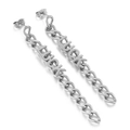 Orecchini lunghi a catena argento con lettere LUCK geometriche in stile industriale - Colore Acciaio(KE99349-KLX)
