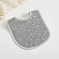Grey muslin cotton baby bib featuring white star pattern and soft 6-layer texture - Grey Star Moon