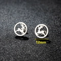 Sleek stainless steel reindeer silhouette stud earrings in a 12mm circular hoop design - Reindeer Style (160) / 12mm / Steel