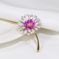 Elegant daisy pearl brooch with white and pink gradient enamel petals on gold metal finish - White Gradient Daisy