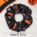 Elastico per capelli in raso Halloween con zucche e ragnatele, diametro grande 14 cm - Zucca Nera