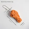 Realistic fried chicken drumstick keychain with bead chain, size 8.5cm by 2.8cm - Chicken Drumstick Bead Chain