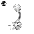 Silver G23 titanium belly button ring with heart-shaped cubic zirconia and star detail - Style 11 (Star)