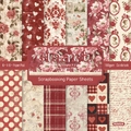 6x6 inch vintage scrapbook paper with rose and heart patterns 24 sheets 160gsm - R2502a 24 Sheets