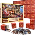 Calendrier de l'Avent puzzle de Noël de 1008 pièces dans 24 boîtes rouges numérotées - Style sd55 (70x50cm)