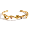 Gold plated twig cuff bracelet with colorful crystals in an irregular vine design - Branch Multicolor Stone Style / Gold-Multicolor Zirconia