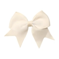 Handmade white grosgrain ribbon swallowtail bow hair clip for girls' accessories - Milk White