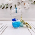 Detail of creative blue dolphin acrylic keychain with floating glitter and liquid charm - Blue (Milk Tea Blue Whale)