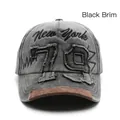 Vintage gray washed baseball cap with New York embroidery and a brown brim finish - Black