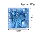 Blue Christmas ball ornament set with star topper in transparent 19cm square box - Blue Series Multi-Texture Combination (Q-A02-63)