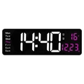 Reloj de pared digital de 16 pulgadas con LED para hora, fecha, día y temperatura - 16" / Carcasa Negra LED Rosa
