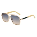 Square gold metal sunglasses with blue-grey gradient lenses and textured double bridge - Gold Frame Green Orange Gradient (C7)