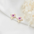Pendentif œil maléfique plaqué or 14k avec iris rose et zircons pour bijoux DIY - Gland Exotique Rose (D727)